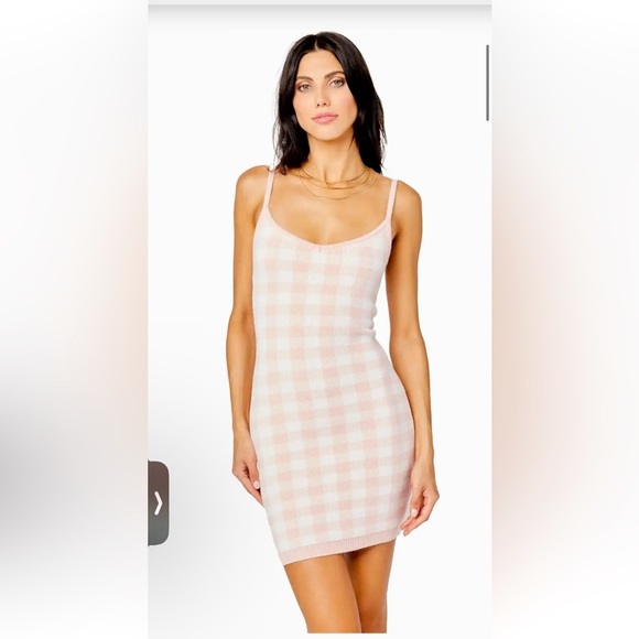 L*Space Francie Pink White checkered mini dress Large NWT L Space - Picture 1 of 3